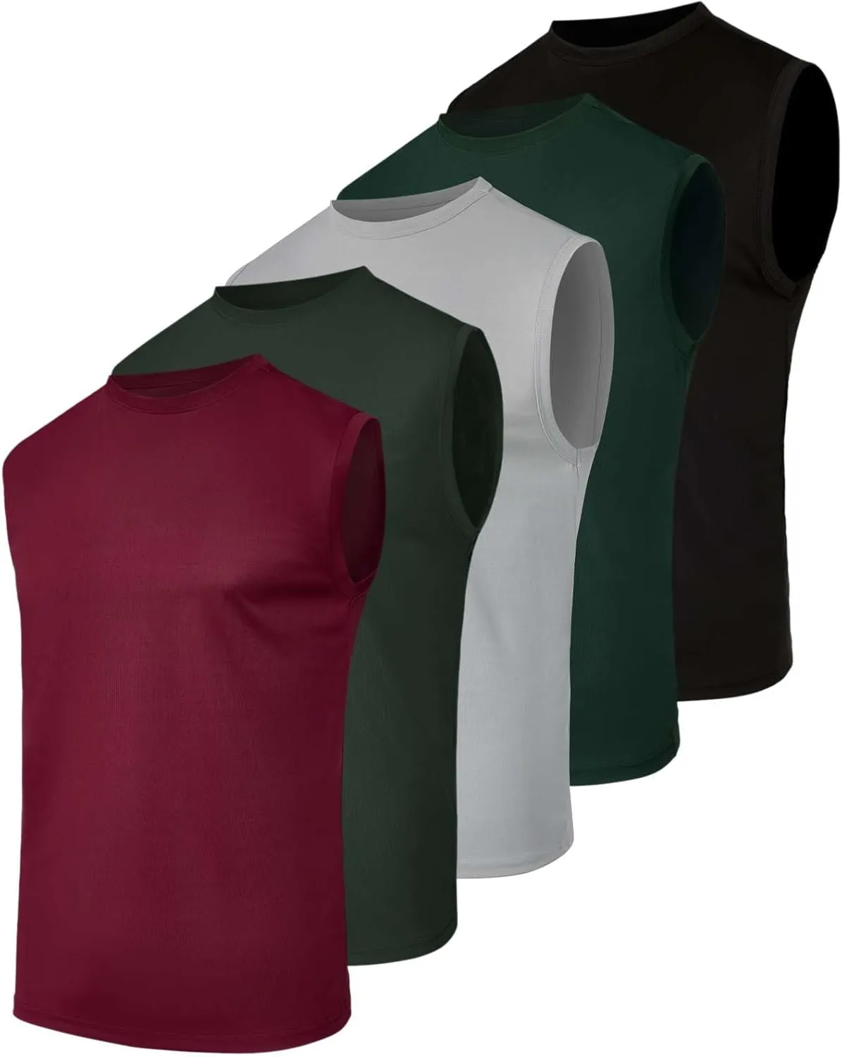 Real Essentials 5 Pack: Men's Mesh Active Athletic Tech Tank Top - Workout & Training Activewear (Available in Big & Tall)