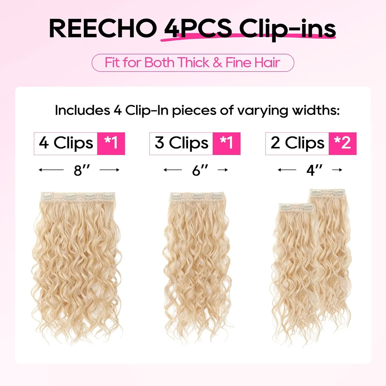 REECHO Curly Hair Extensions, 4PCS 16 inch Clip in Hair Extensions Lace Weft Short Curly Extension Clip Ins Invisible Natural Hairpieces for Women, Copper Red