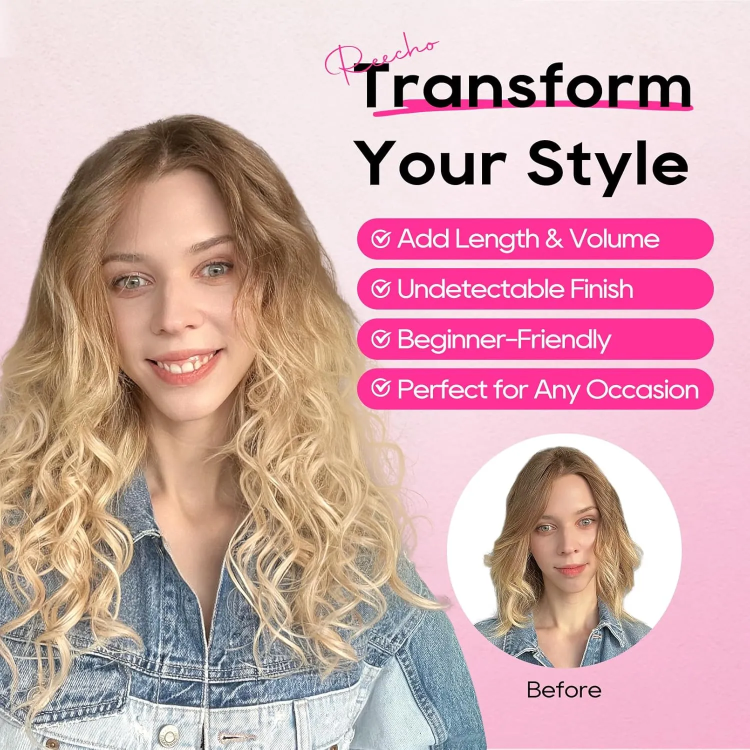 REECHO Curly Hair Extensions, 4PCS 16 inch Clip in Hair Extensions Lace Weft Short Curly Hair Extensions Clip Ins Invisible Natural Hairpieces for Women, Natural Black
