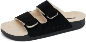 REEF Ojai Two Bar Cozy Women's Slide, Faux Fur Footbed, Full Grain Leather