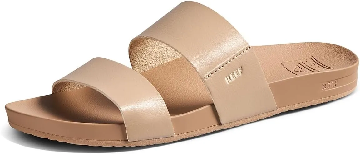 Reef Women's Cushion Vista Fashion Slide Sandal, Vegan Leather Strap, Soft Footbed