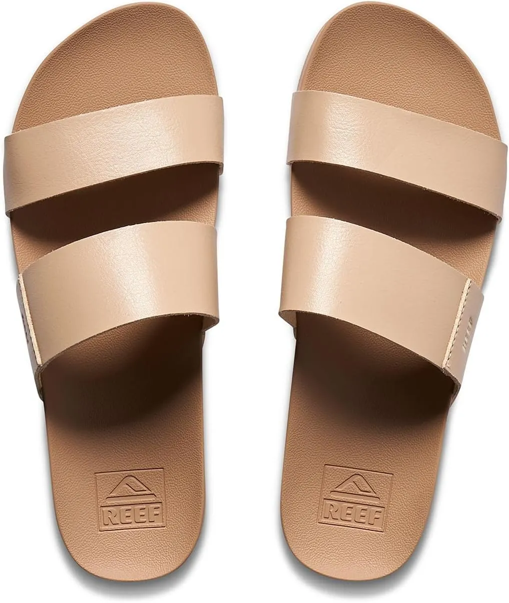 Reef Women's Cushion Vista Fashion Slide Sandal, Vegan Leather Strap, Soft Footbed