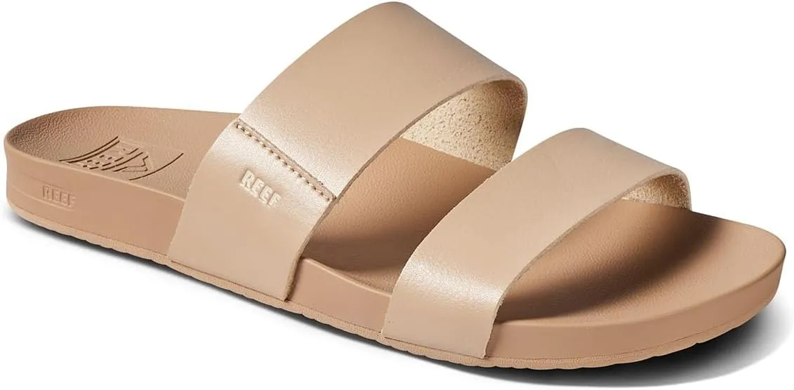 Reef Women's Cushion Vista Fashion Slide Sandal, Vegan Leather Strap, Soft Footbed