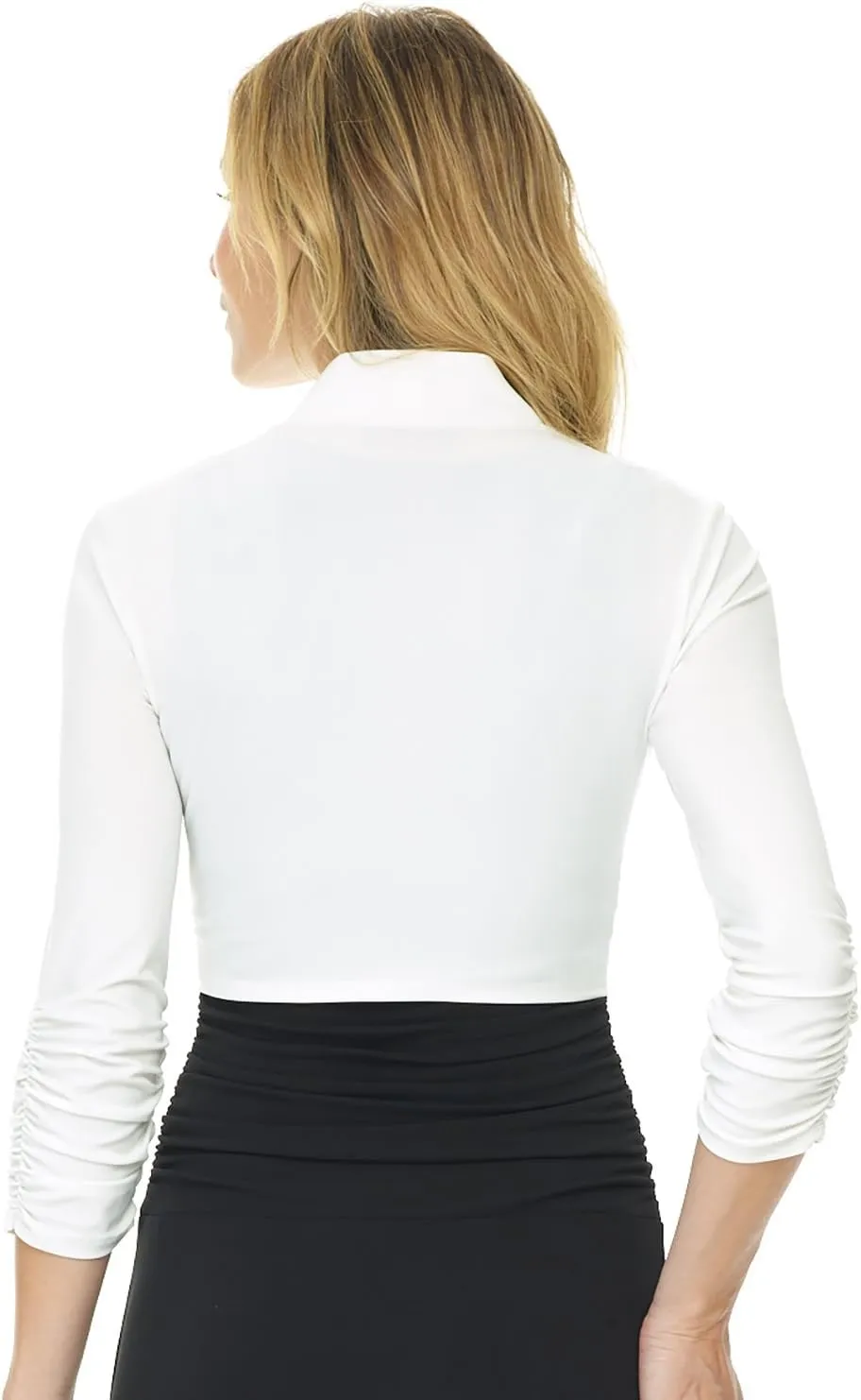 Rekucci Women's Chic Soft Knit Stretch Bolero Shrug with Ruched Sleeves
