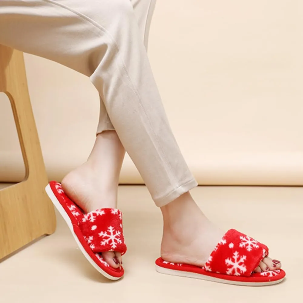 RErom Women Christmas Slippers Fuzzy Slippers Indoor Plush Comfy Faux Fur Shoes Anti-Skid Sole Xmas Holiday Slippers