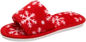 RErom Women Christmas Slippers Fuzzy Slippers Indoor Plush Comfy Faux Fur Shoes Anti-Skid Sole Xmas Holiday Slippers
