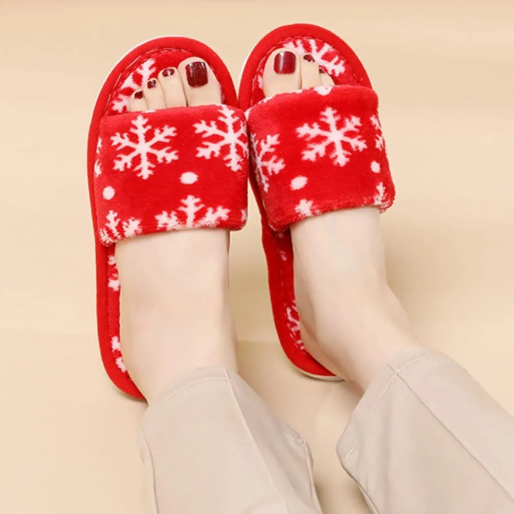 RErom Women Christmas Slippers Fuzzy Slippers Indoor Plush Comfy Faux Fur Shoes Anti-Skid Sole Xmas Holiday Slippers
