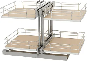Rev-A-Shelf Steel Two-Tier Pullout Solid Bottom Organizer for Blind Corner Cabinets w/Soft-Close