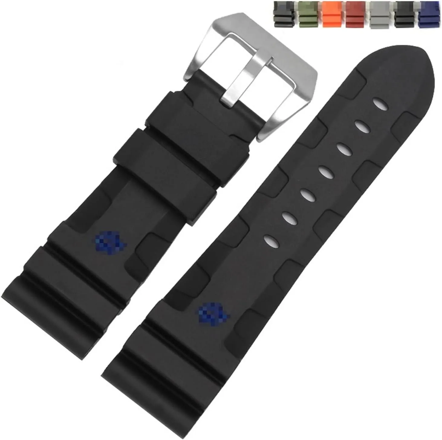 RHAIYAN Watch Band Compatible with Panerai 441 359 Soft Silicone Rubber 24mm 26mm Men Watch Strap Watch Accessories Watch Bracelet Specific (Color : Green-Silver Buckle, Size : 24mm)