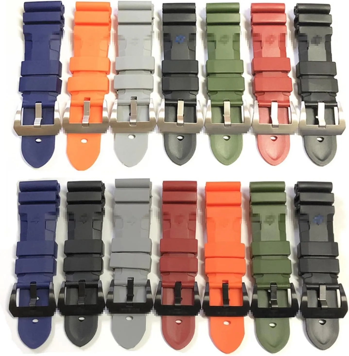 RHAIYAN Watch Band Compatible with Panerai 441 359 Soft Silicone Rubber 24mm 26mm Men Watch Strap Watch Accessories Watch Bracelet Specific (Color : Green-Silver Buckle, Size : 24mm)