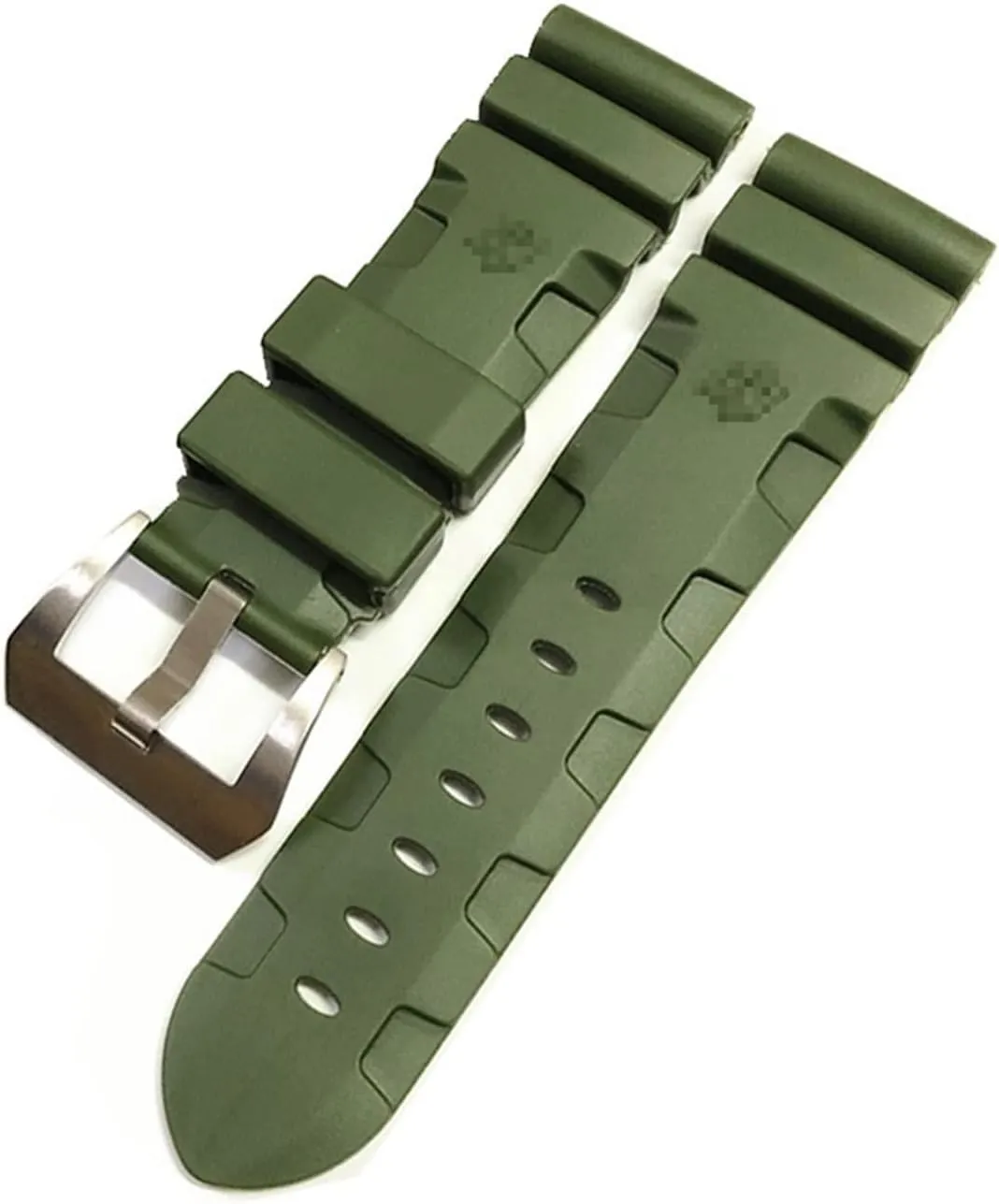 RHAIYAN Watch Band Compatible with Panerai 441 359 Soft Silicone Rubber 24mm 26mm Men Watch Strap Watch Accessories Watch Bracelet Specific (Color : Green-Silver Buckle, Size : 24mm)