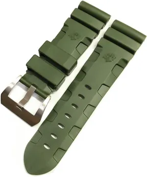 RHAIYAN Watch Band Compatible with Panerai 441 359 Soft Silicone Rubber 24mm 26mm Men Watch Strap Watch Accessories Watch Bracelet Specific (Color : Green-Silver Buckle, Size : 24mm)