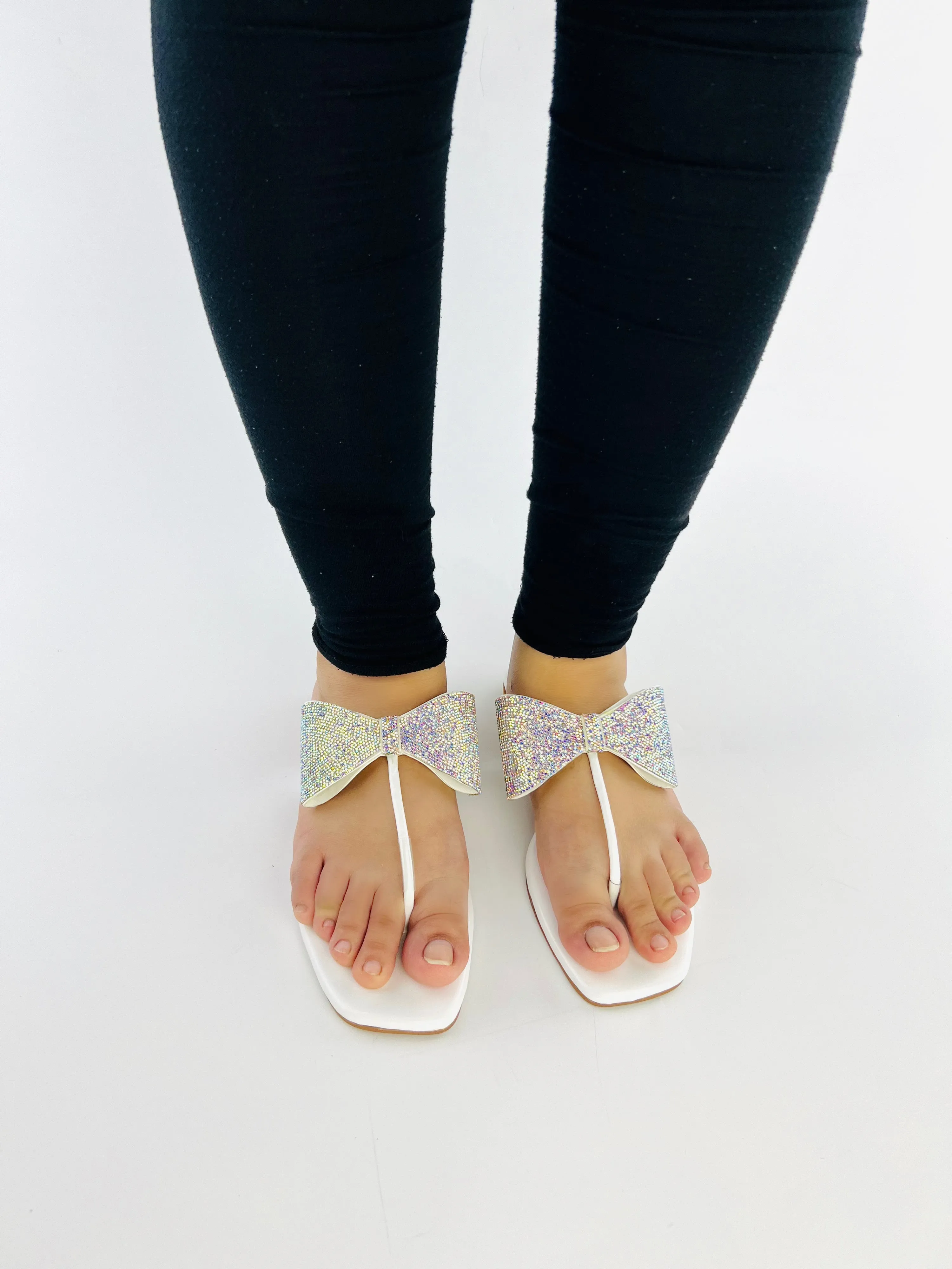 Rhinestone Bling Thong Formal Slippers