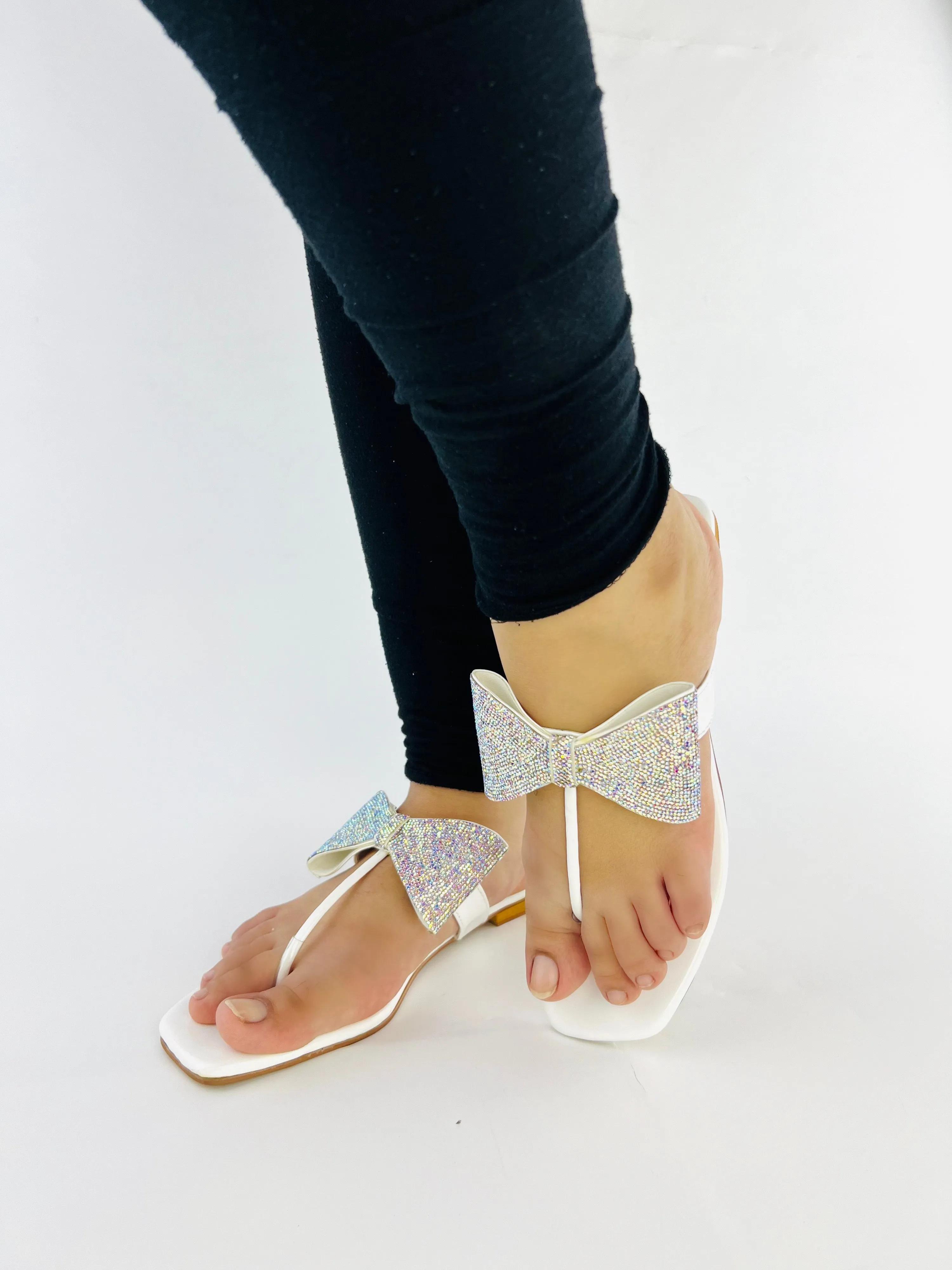 Rhinestone Bling Thong Formal Slippers
