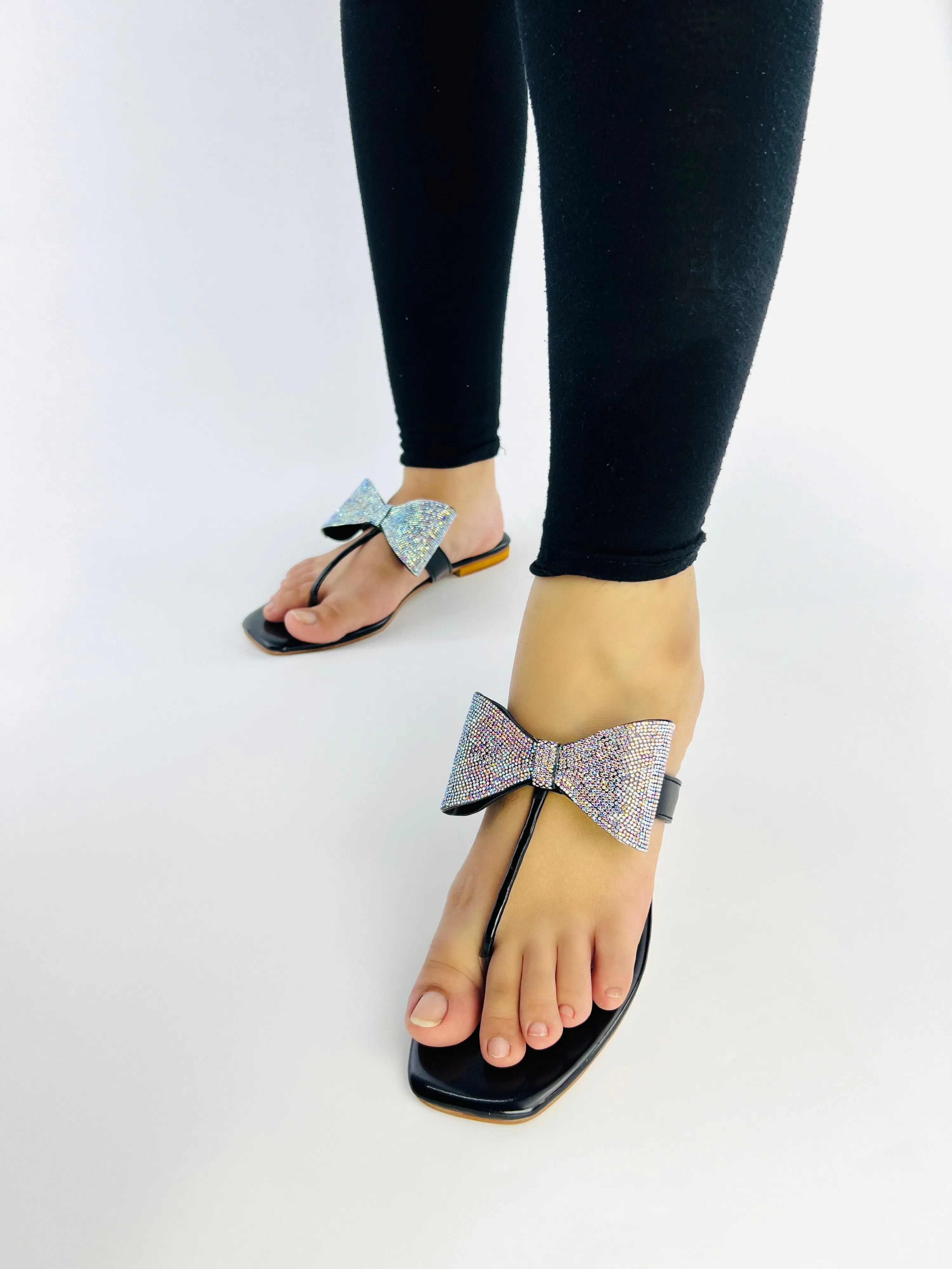 Rhinestone Bling Thong Formal Slippers