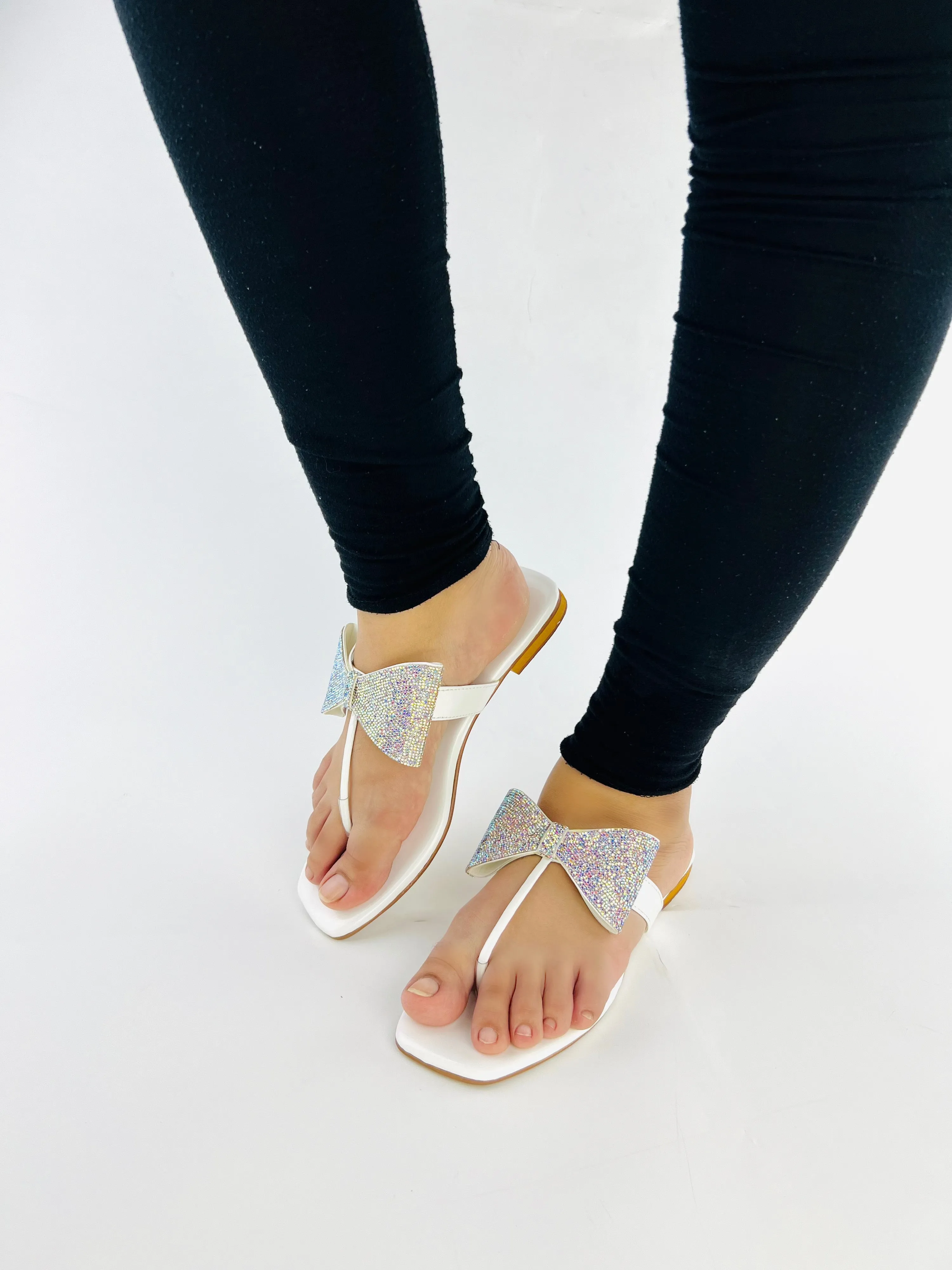 Rhinestone Bling Thong Formal Slippers