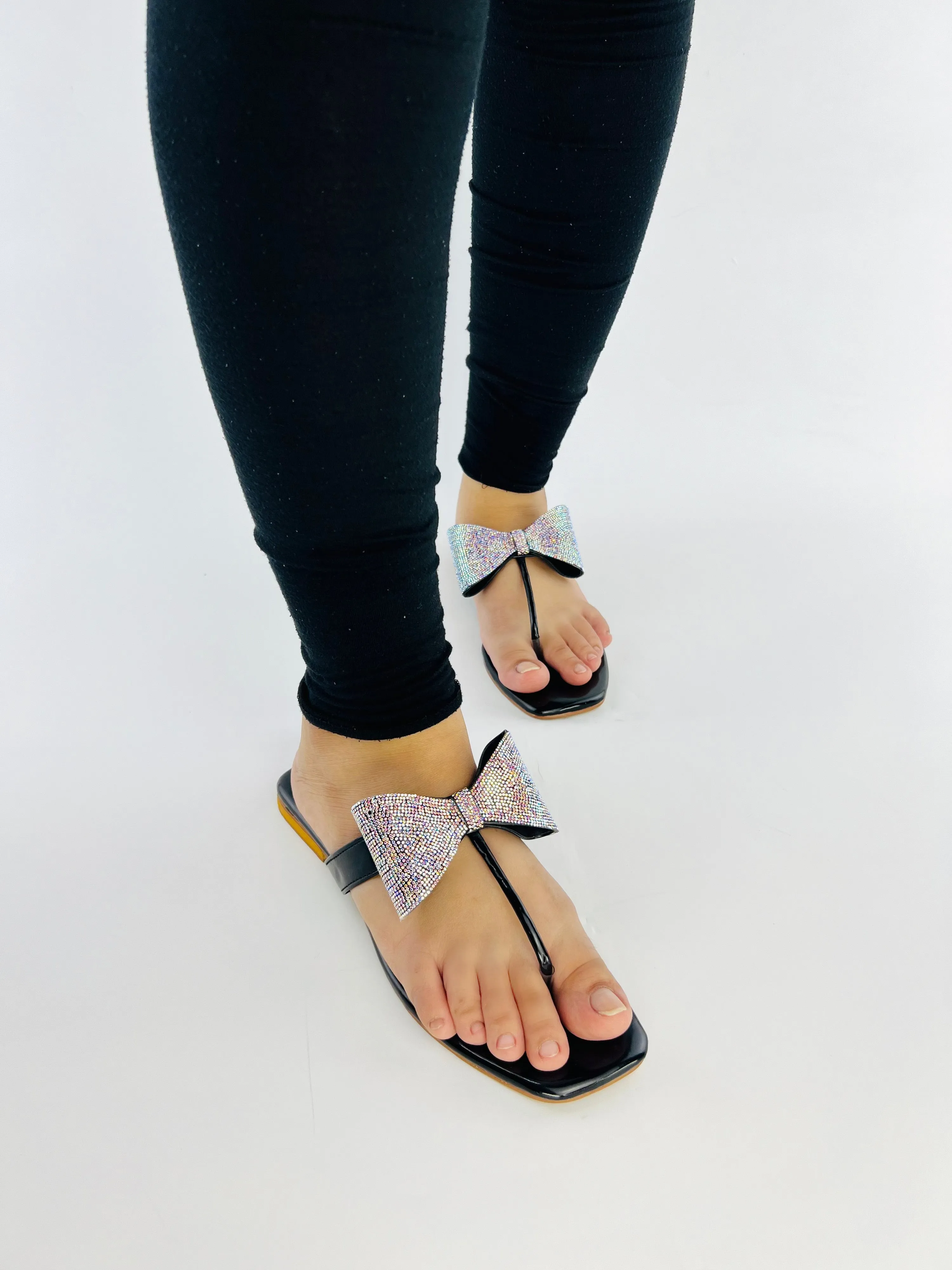 Rhinestone Bling Thong Formal Slippers