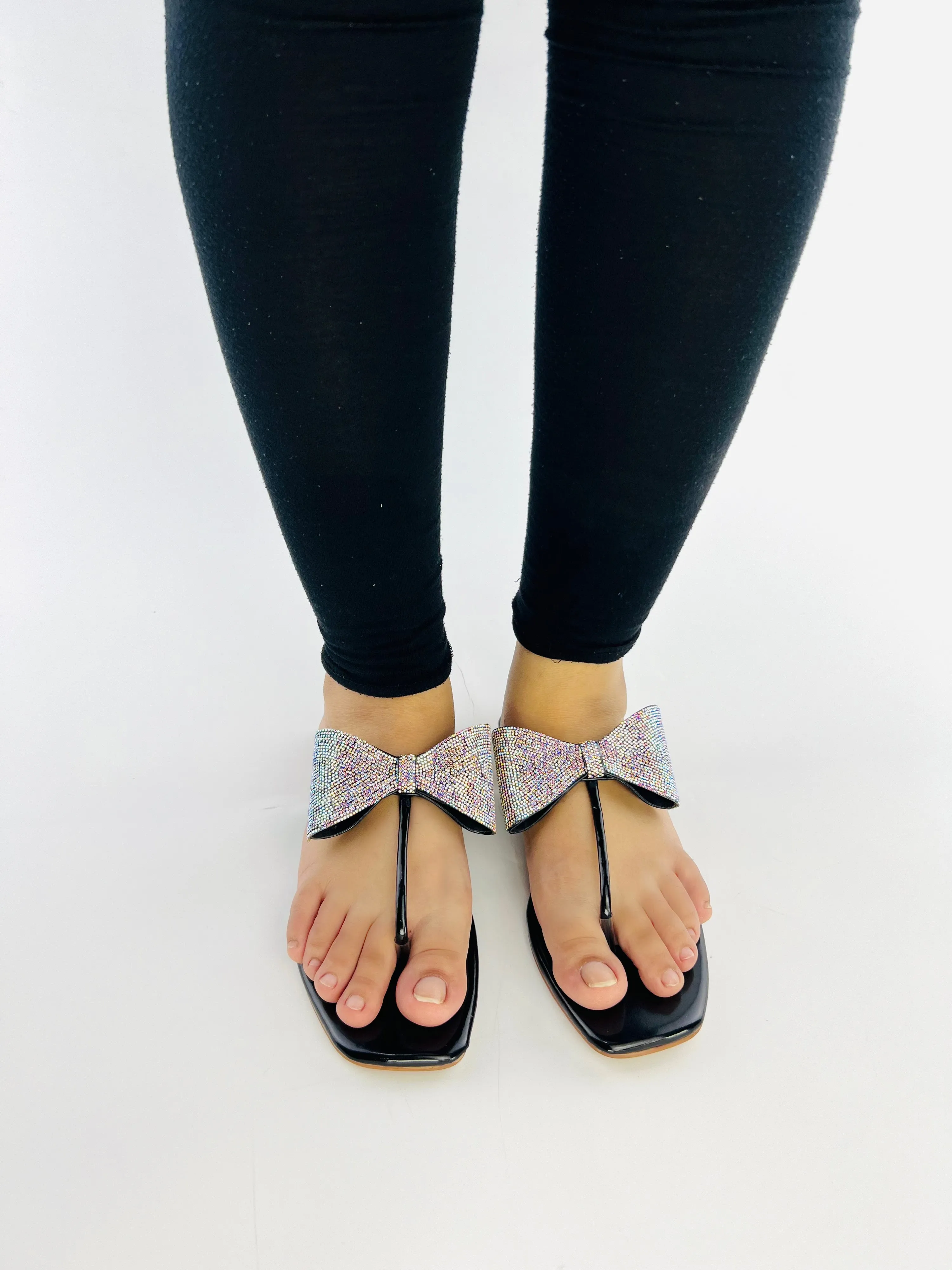 Rhinestone Bling Thong Formal Slippers