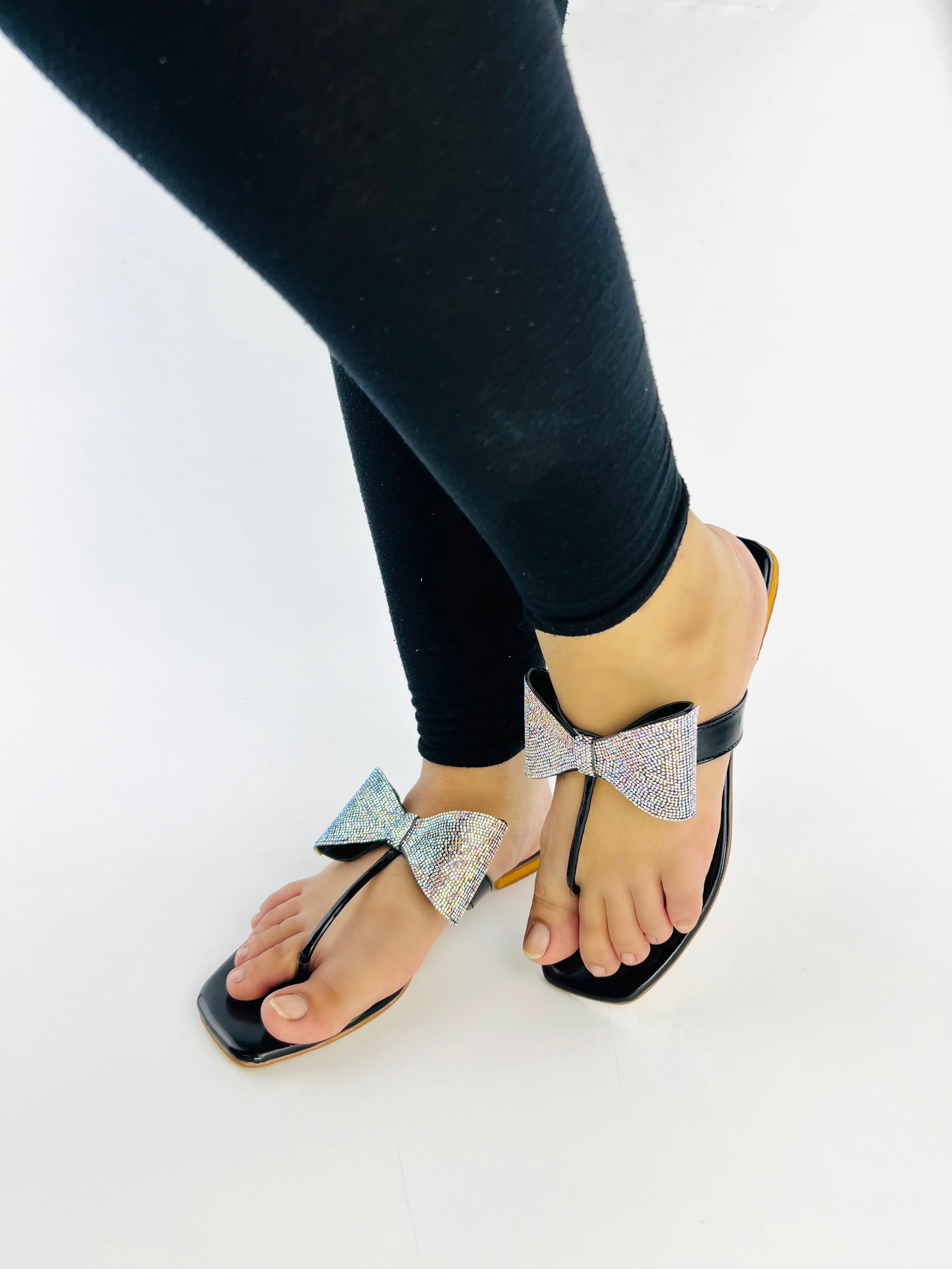 Rhinestone Bling Thong Formal Slippers