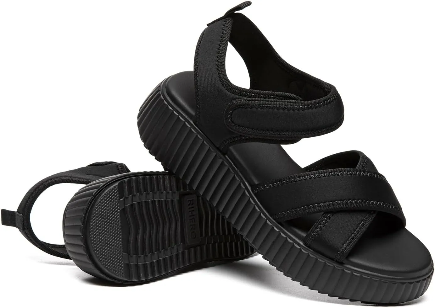 Rihero Women's Comfortable Platform Sport Sandals Open Toe Soft Adjustable Summer Beach Wedge Sandals