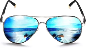ROCKNIGHT Polarized Aviator Sunglasses for Men Women Metal Flat Top Sunglasses lightweight Driving UV400 Outdoor 58mm