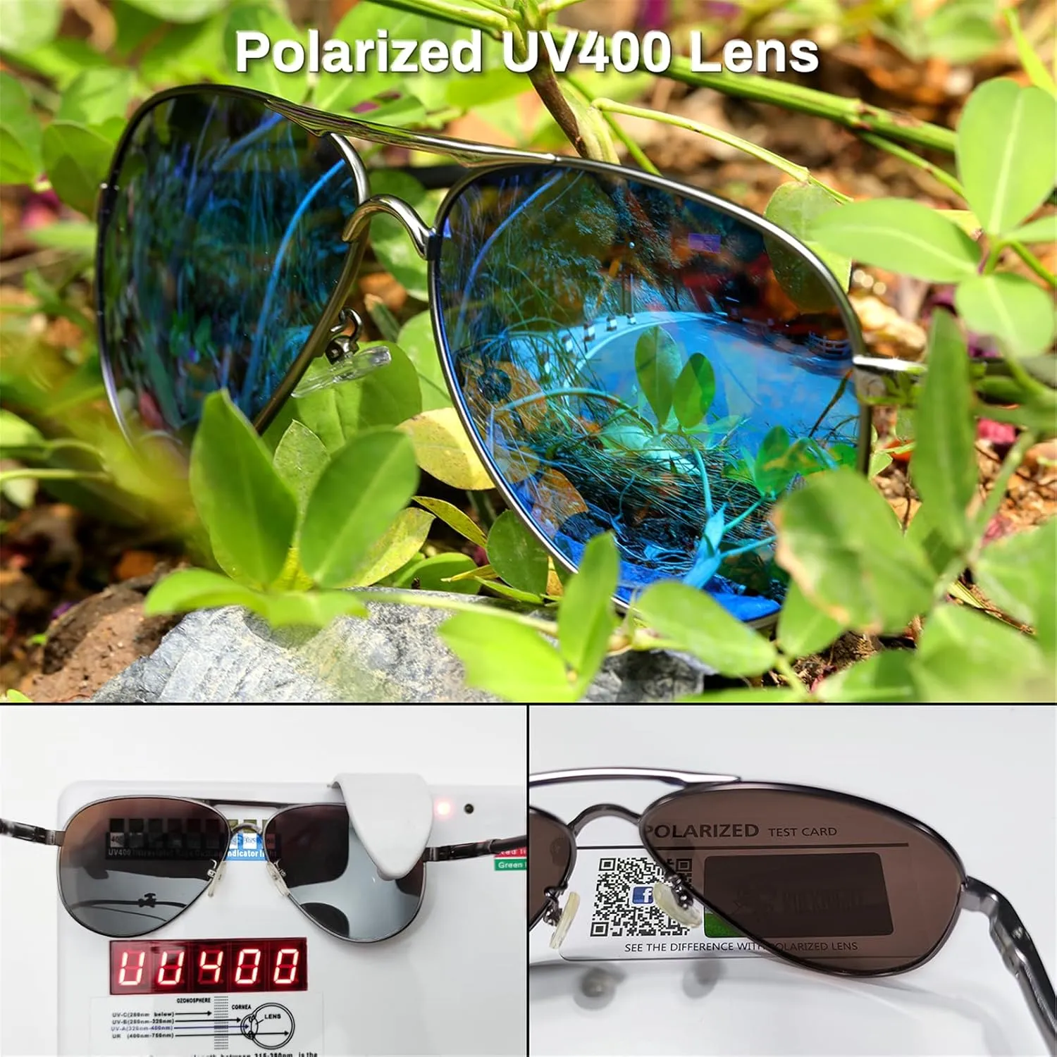 ROCKNIGHT Polarized Aviator Sunglasses for Men Women Metal Flat Top Sunglasses lightweight Driving UV400 Outdoor 58mm