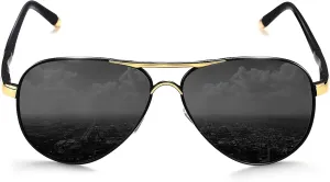 ROCKNIGHT Polarized Aviator Sunglasses for Men Women Metal Flat Top Sunglasses lightweight Driving UV400 Outdoor 58mm