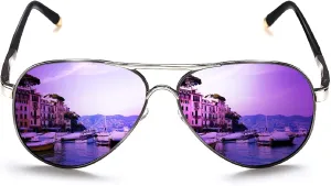ROCKNIGHT Polarized Aviator Sunglasses for Men Women Metal Flat Top Sunglasses lightweight Driving UV400 Outdoor 58mm