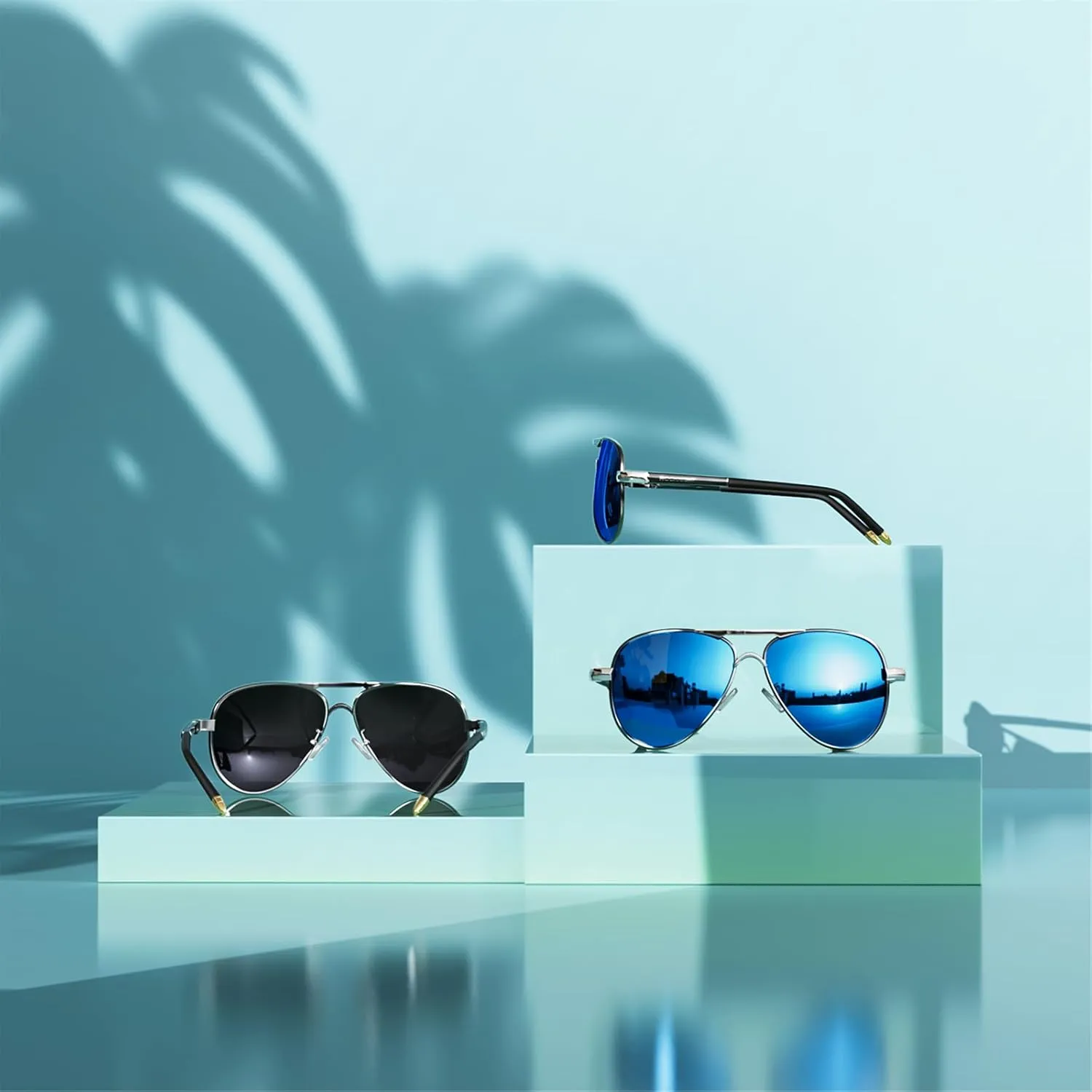 ROCKNIGHT Polarized Aviator Sunglasses for Men Women Metal Flat Top Sunglasses lightweight Driving UV400 Outdoor 58mm