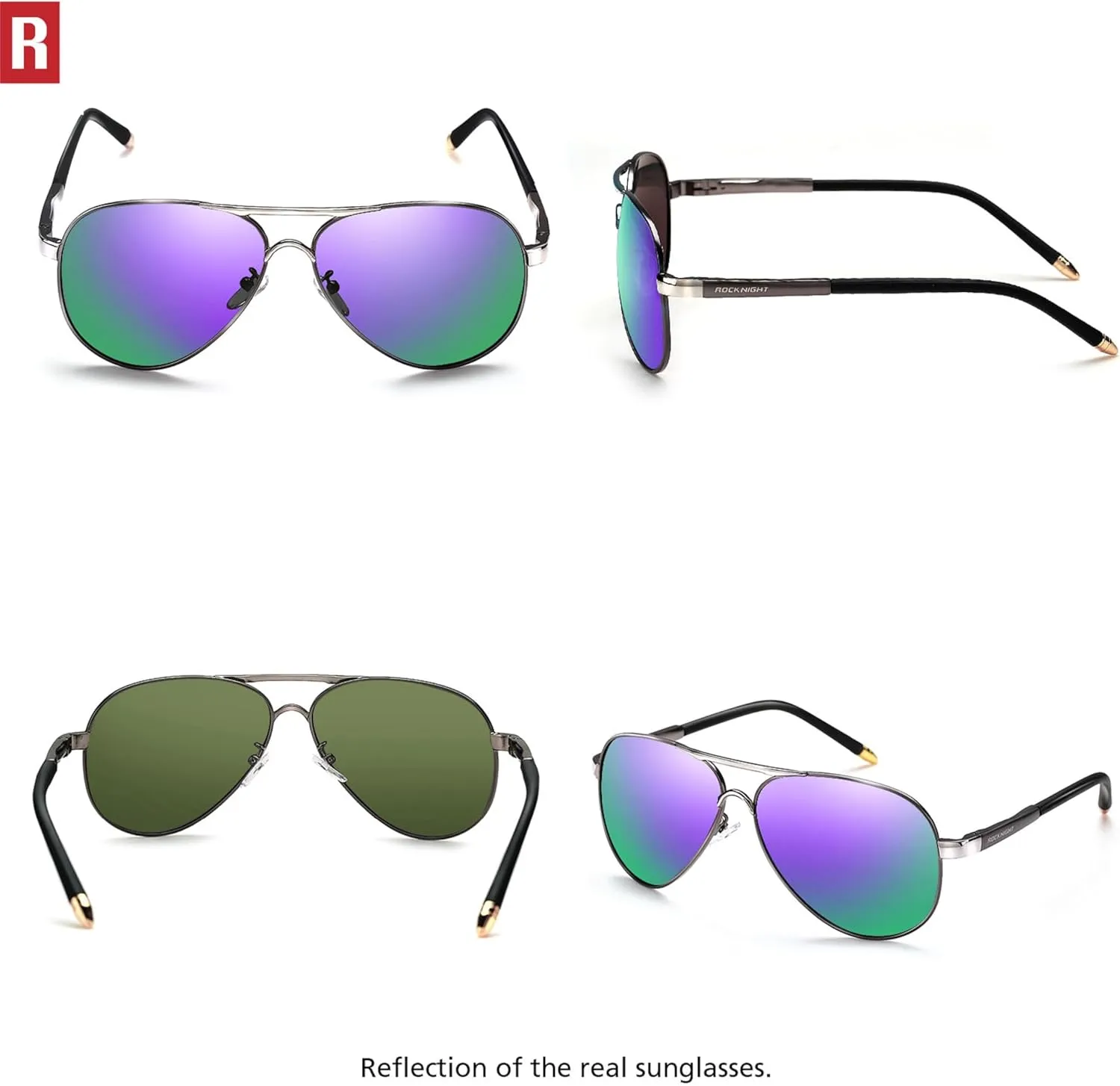 ROCKNIGHT Polarized Aviator Sunglasses for Men Women Metal Flat Top Sunglasses lightweight Driving UV400 Outdoor 58mm