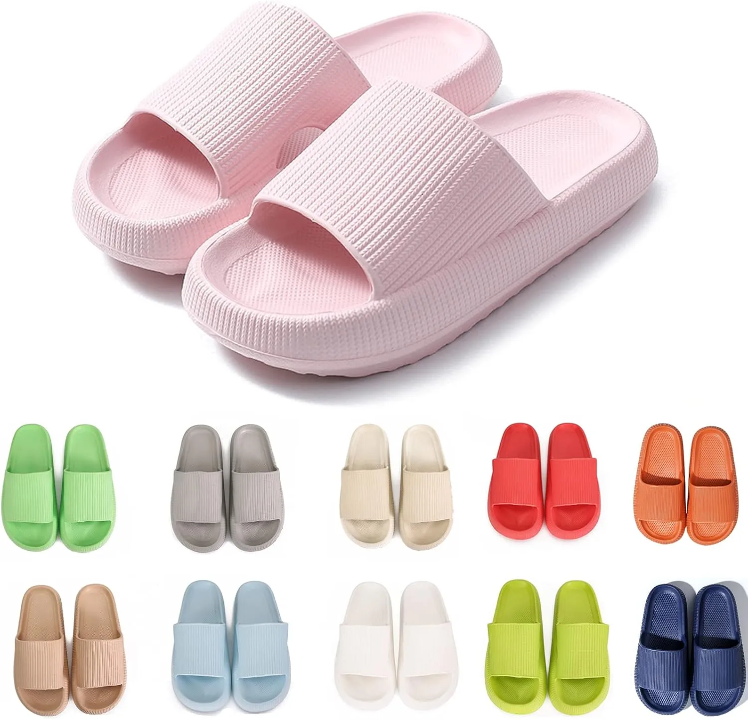 rosyclo Cloud Slippers for Women and Men Massage Thick Sole Non-Slip Shower Slippers Bathroom Super Soft Comfy House Cloud Slide Slippers for Indoor and Outdoor