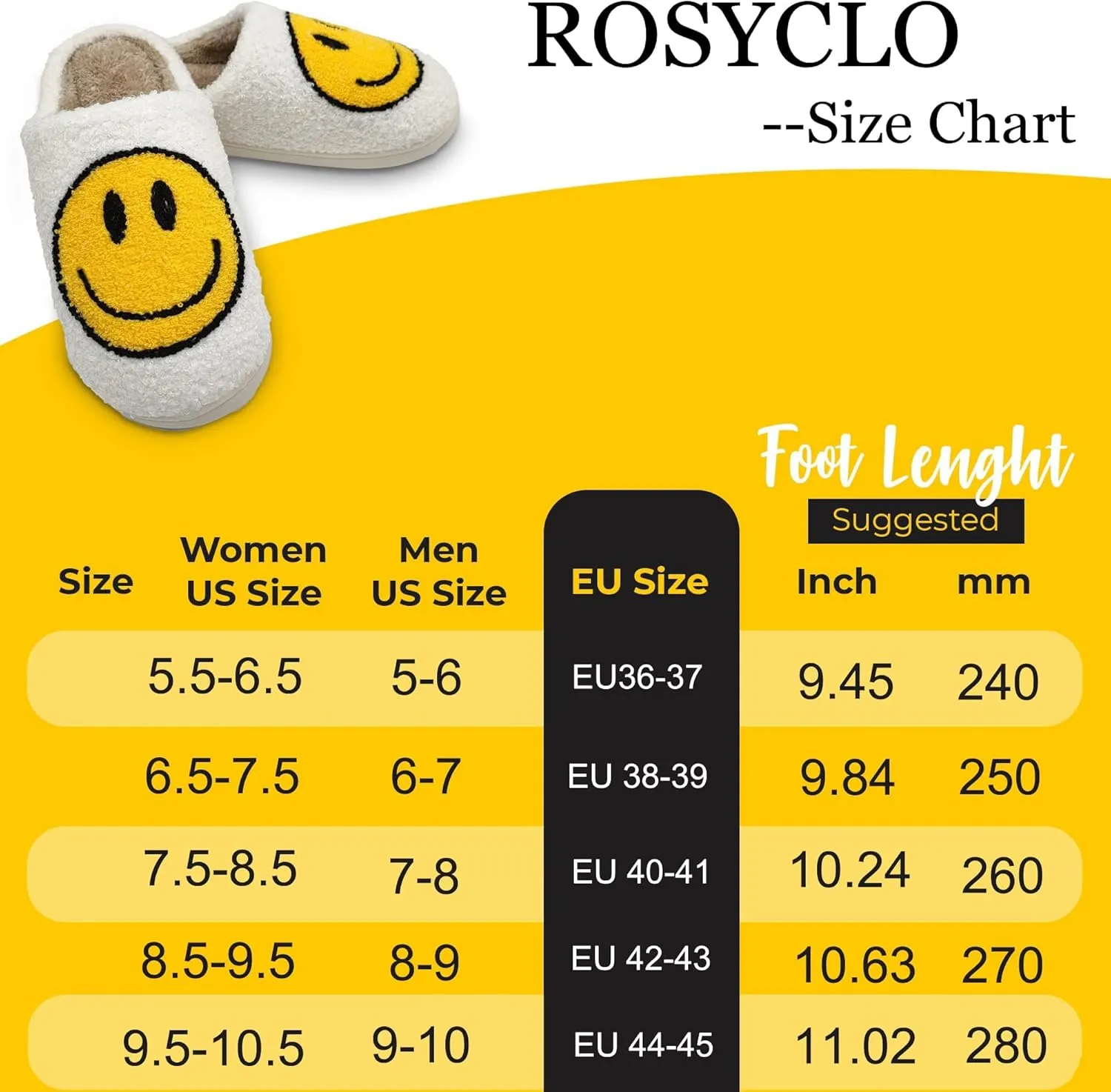 rosyclo Smile Face Slippers Retro Soft Plush Cozy House Slippers Slip-on Fluffy Indoor Outdoor Smile Slippers for Women and Men