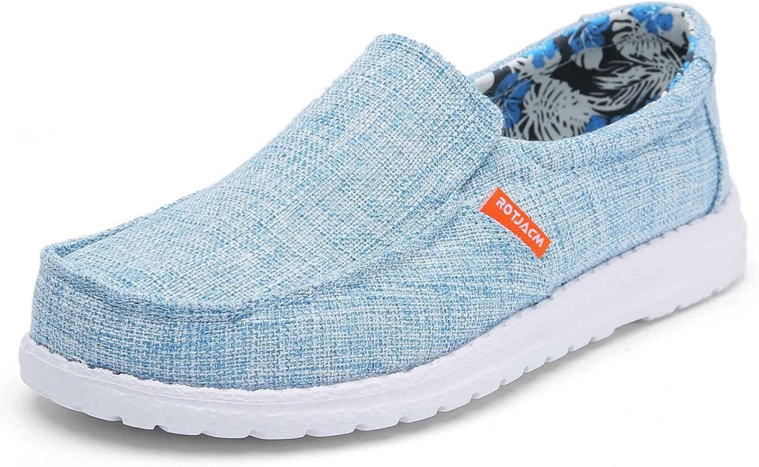 ROTJACM Women's Casual Comfortable Canvas Slip On Moc-Toe Loafers Blue US 5.5 to US 11