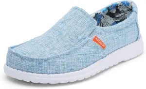 ROTJACM Women's Casual Comfortable Canvas Slip On Moc-Toe Loafers Blue US 5.5 to US 11