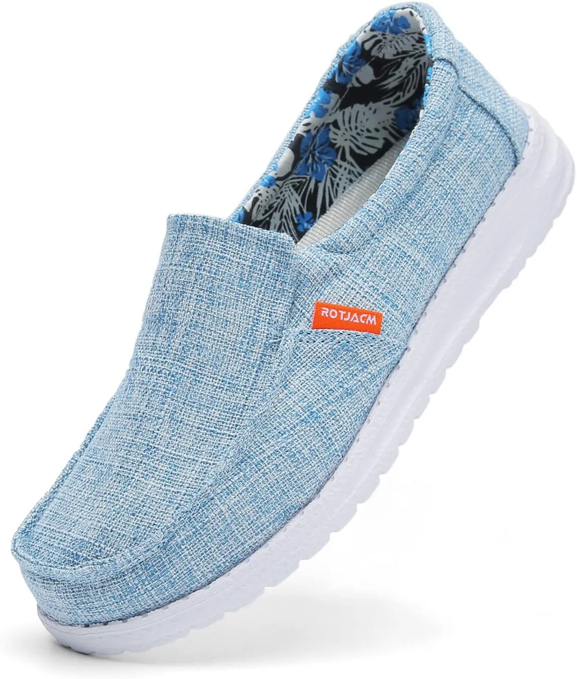 ROTJACM Women's Casual Comfortable Canvas Slip On Moc-Toe Loafers Blue US 5.5 to US 11