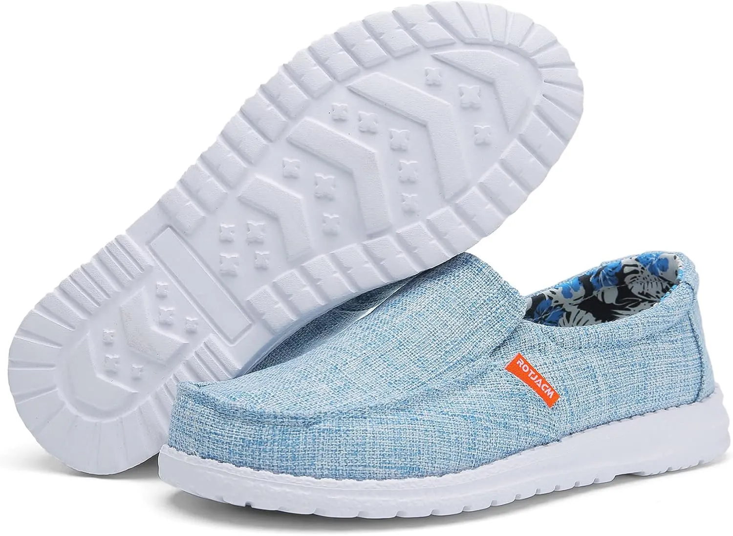 ROTJACM Women's Casual Comfortable Canvas Slip On Moc-Toe Loafers Blue US 5.5 to US 11