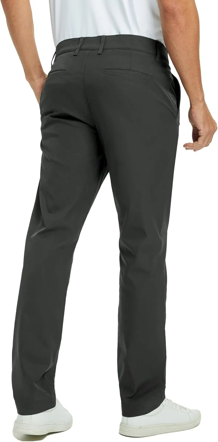 Rouen Golf Pants Men 8 Pockets Water Resistant Flat Front - 30"/32"/34" Chino Dress Pants Lightweight Stretch Casual Trousers