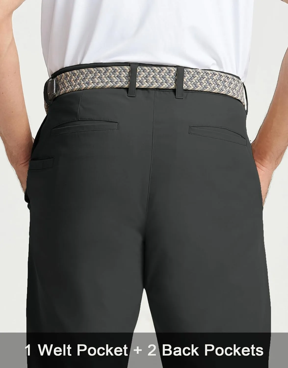 Rouen Golf Pants Men 8 Pockets Water Resistant Flat Front - 30"/32"/34" Chino Dress Pants Lightweight Stretch Casual Trousers