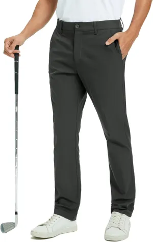 Rouen Golf Pants Men 8 Pockets Water Resistant Flat Front - 30"/32"/34" Chino Dress Pants Lightweight Stretch Casual Trousers