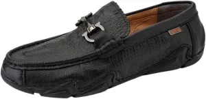 Round ToeFaux Crocodile Print Leather Loafers for Men Moccasins Comfortable Soft Bottom Casual
