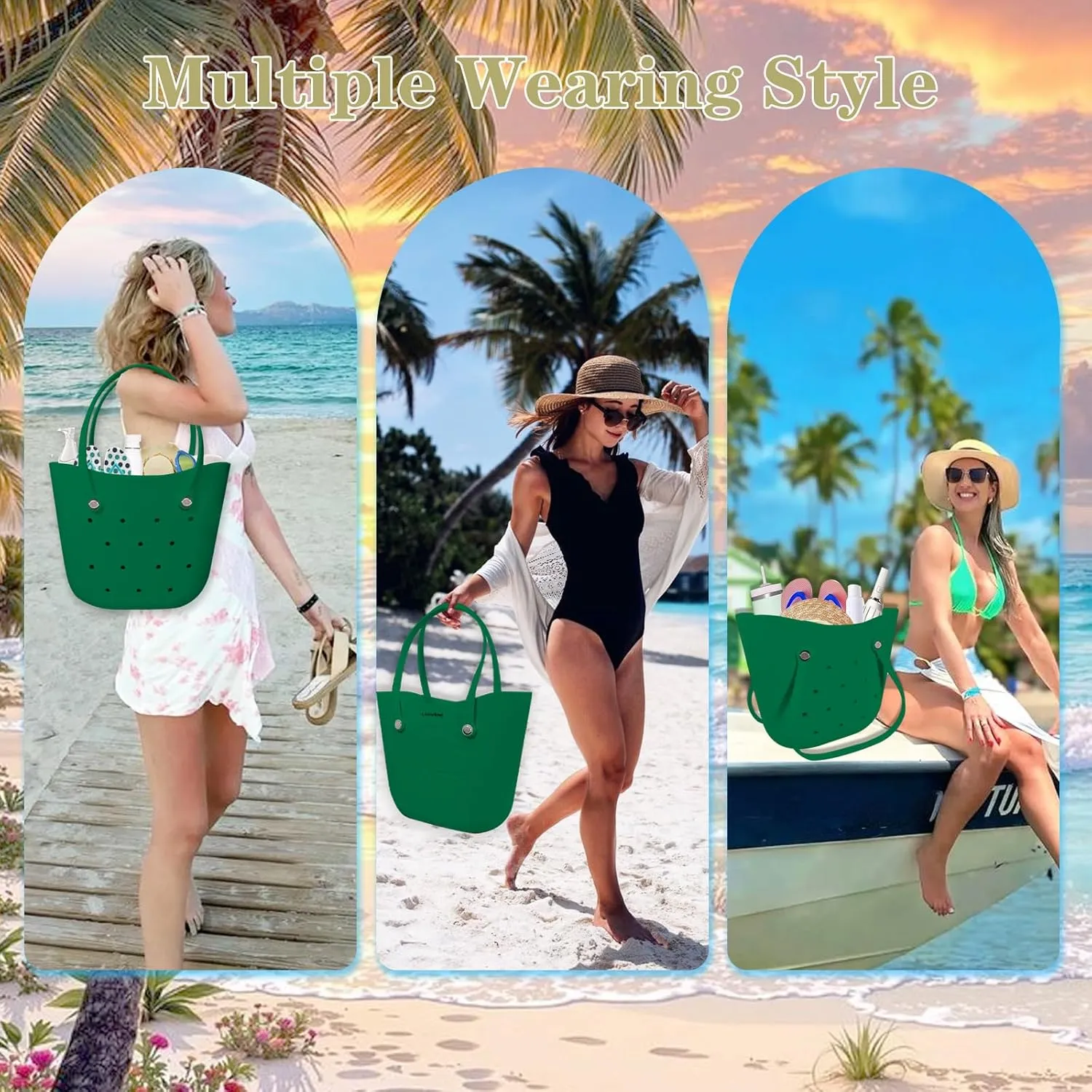 Rubber Beach Bag Large Waterproof Lightweight Washable Durable Bogo Bag Women Rubber Tote Bag for Beach, Pool, Gym