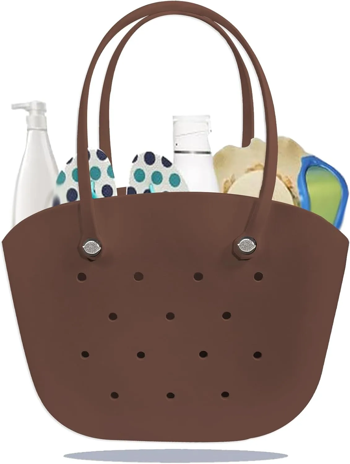 Rubber Beach Bag Large Waterproof Lightweight Washable Durable Bogo Bag Women Rubber Tote Bag for Beach, Pool, Gym