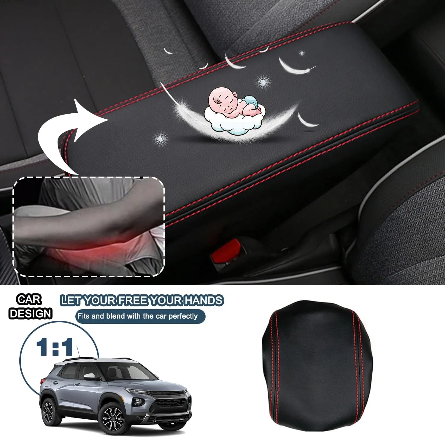 Ruiya 2025 Trailblazer Center Console Cover for Chevy Trailblazer 2025 Accessories Armrest Lid Cover Cushion Compatible with 2021 2022 2023 2024 2025 Chevy Trailblazer RS/LS/LT/Activ