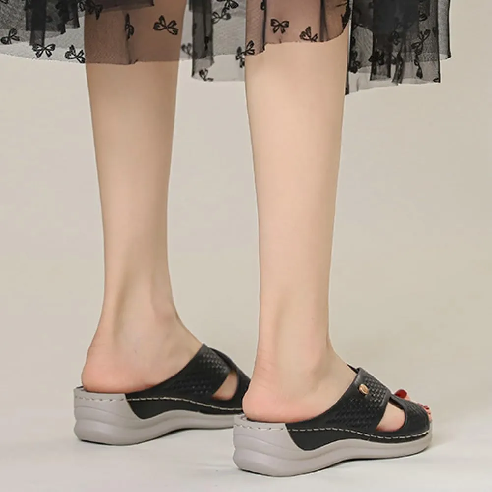 Rungion Summer Wedge Sandals for Women Slip On Dressy Comfortable Slides Sandals Lightweight Non-slip Platform Beach Shoes
