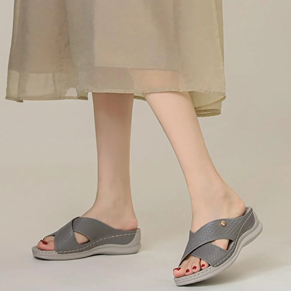Rungion Summer Wedge Sandals for Women Slip On Dressy Comfortable Slides Sandals Lightweight Non-slip Platform Beach Shoes