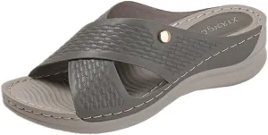 Rungion Summer Wedge Sandals for Women Slip On Dressy Comfortable Slides Sandals Lightweight Non-slip Platform Beach Shoes