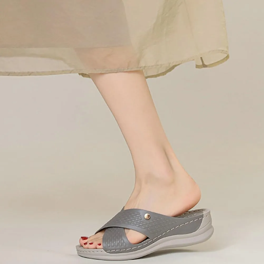 Rungion Summer Wedge Sandals for Women Slip On Dressy Comfortable Slides Sandals Lightweight Non-slip Platform Beach Shoes