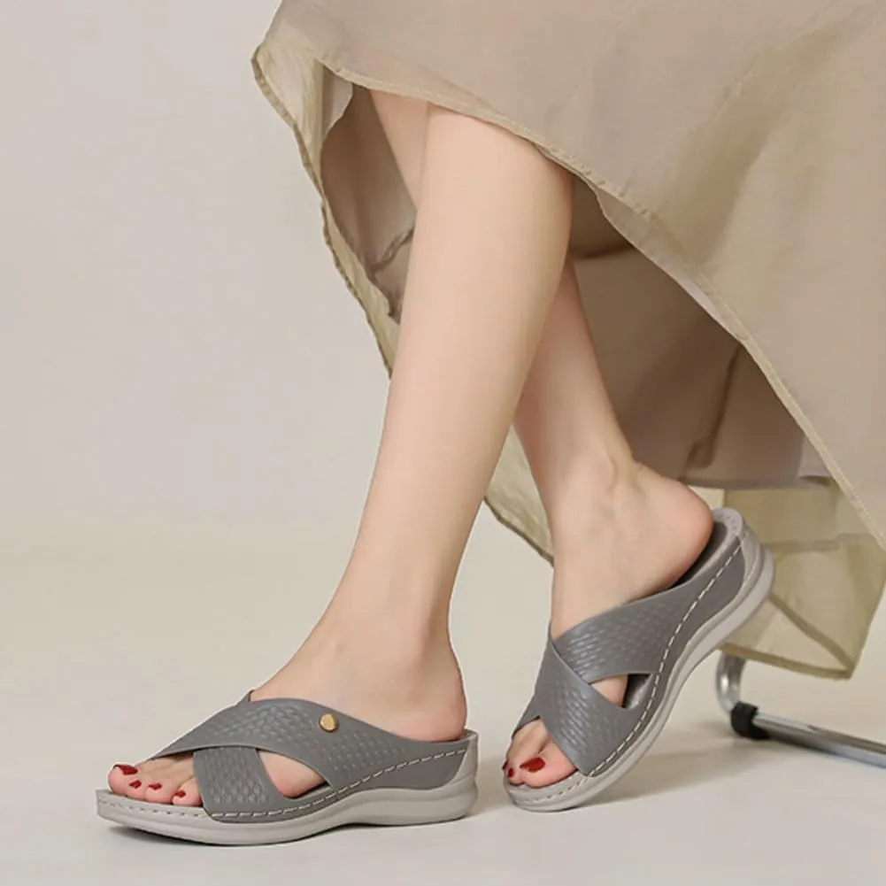 Rungion Summer Wedge Sandals for Women Slip On Dressy Comfortable Slides Sandals Lightweight Non-slip Platform Beach Shoes
