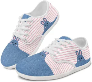 Running Shoes for Women Trendy Barefoot Slip On Workout Shoes Minimalist Design - Easter Bunny Stripes Design