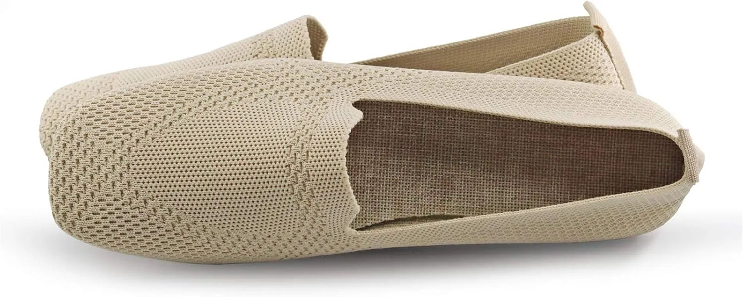 RVROVIC Women Flat Shoes Knitted Lightweight Slip-on Loafers Breathabel Soft Comfortable Ballet Flats